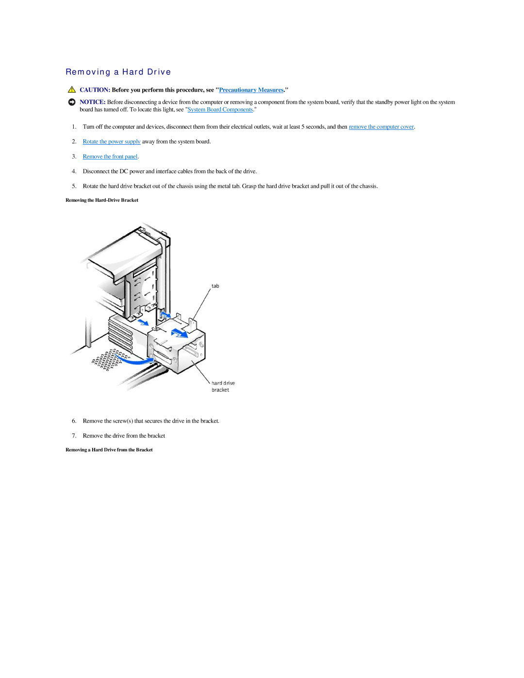 Dell GX400 manual Removing a Hard Drive 