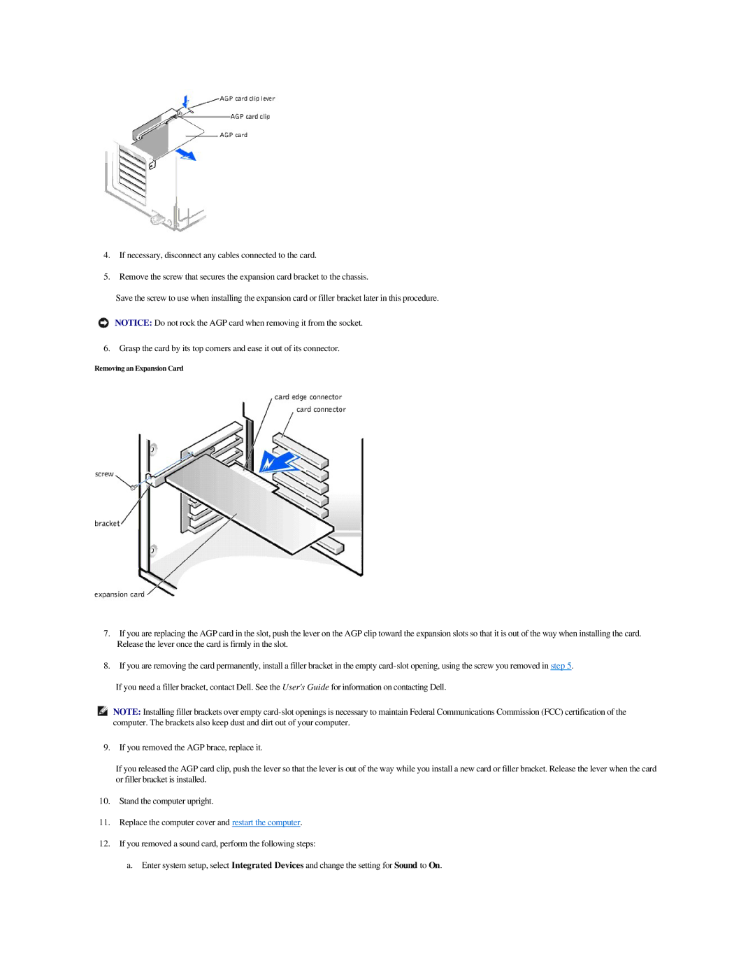 Dell GX400 manual Removing an Expansion Card 