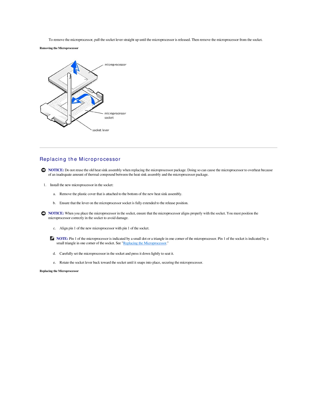 Dell GX400 manual Replacing the Microprocessor 