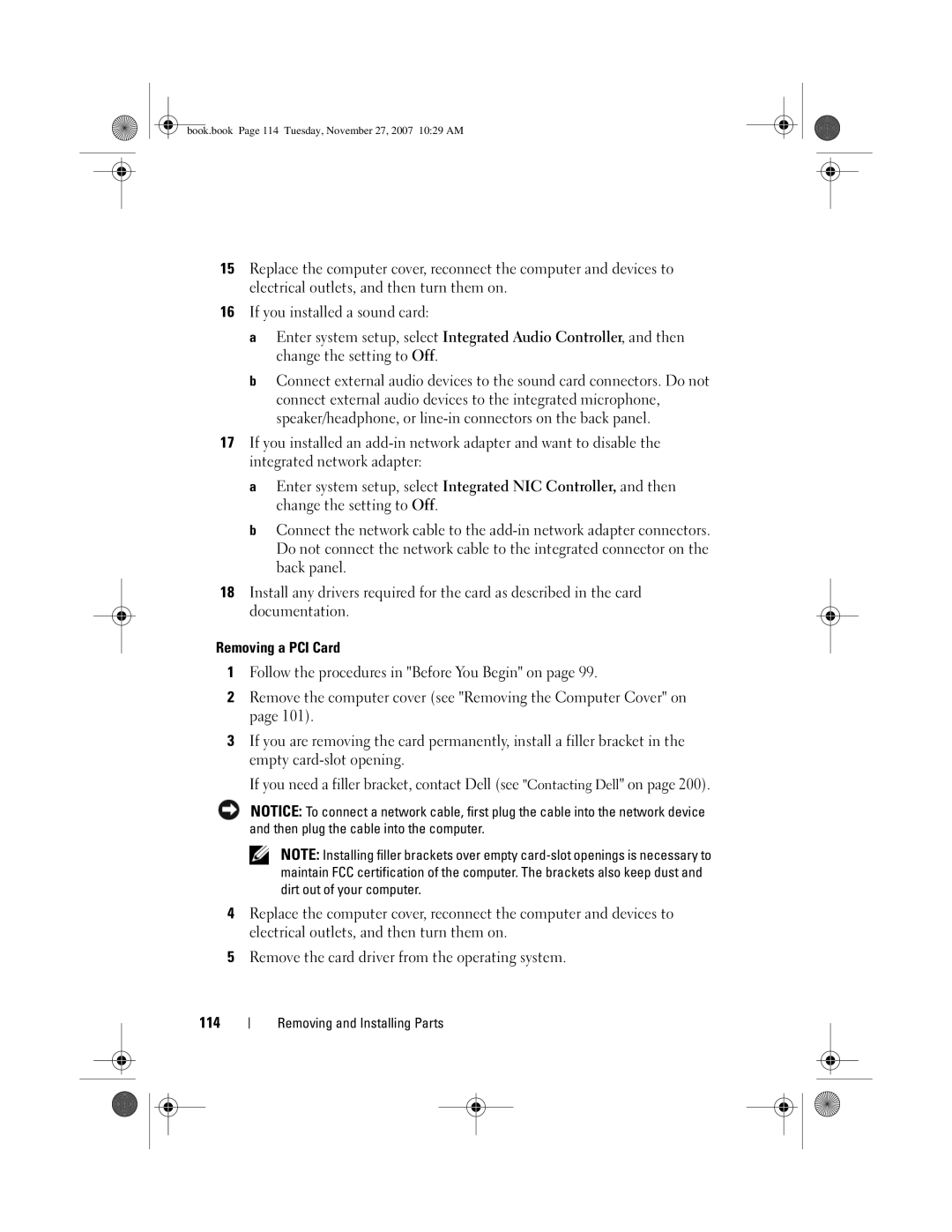 Dell GX404, DC01L owner manual Book.book Page 114 Tuesday, November 27, 2007 1029 AM 