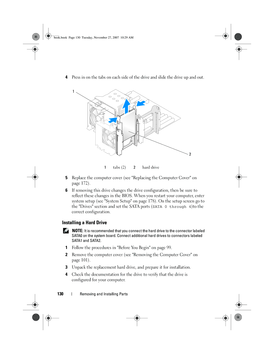 Dell GX404, DC01L owner manual Installing a Hard Drive 