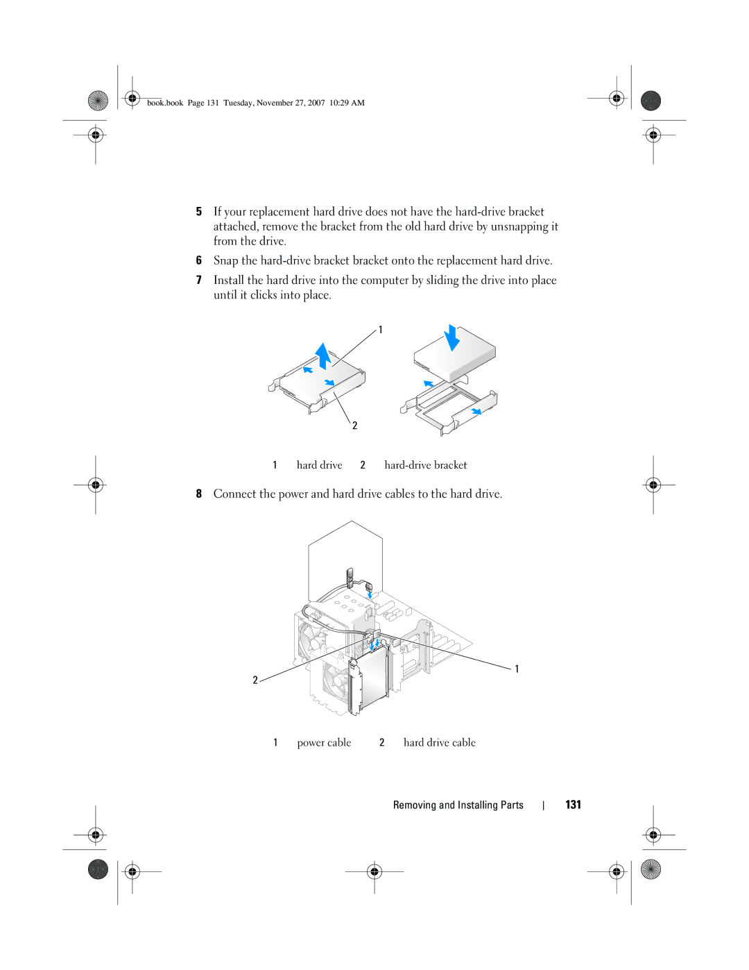 Dell DC01L, GX404 owner manual Connect the power and hard drive cables to the hard drive, 131 