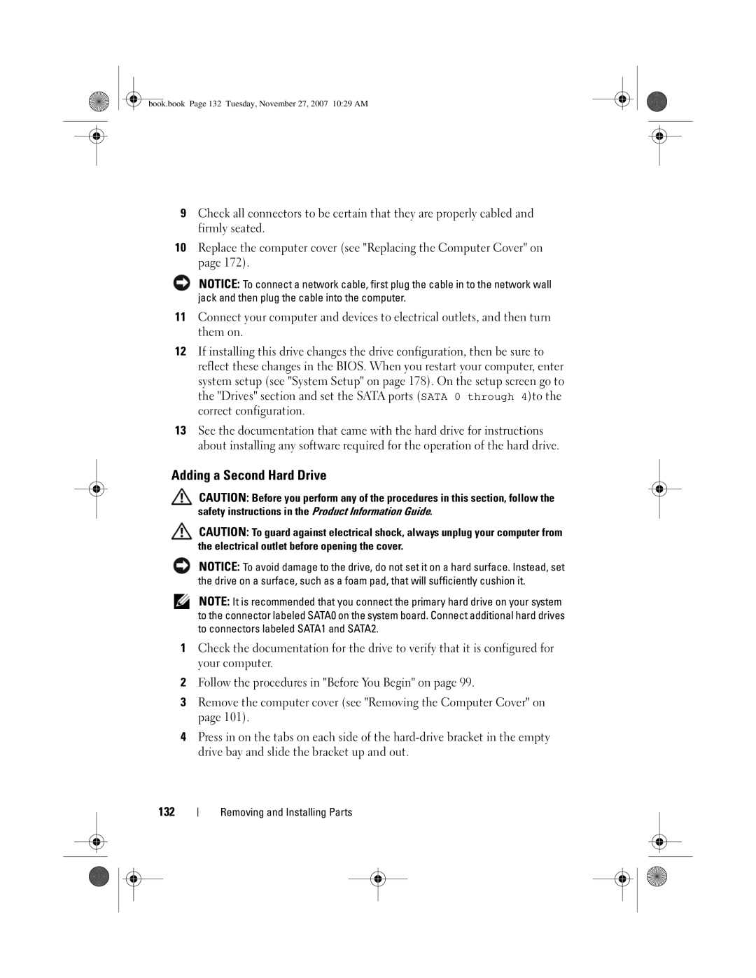 Dell GX404, DC01L owner manual Adding a Second Hard Drive 