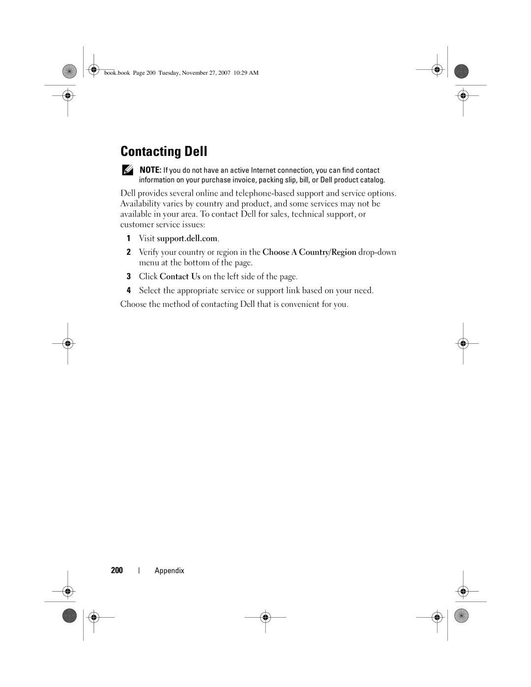 Dell GX404, DC01L owner manual Contacting Dell 