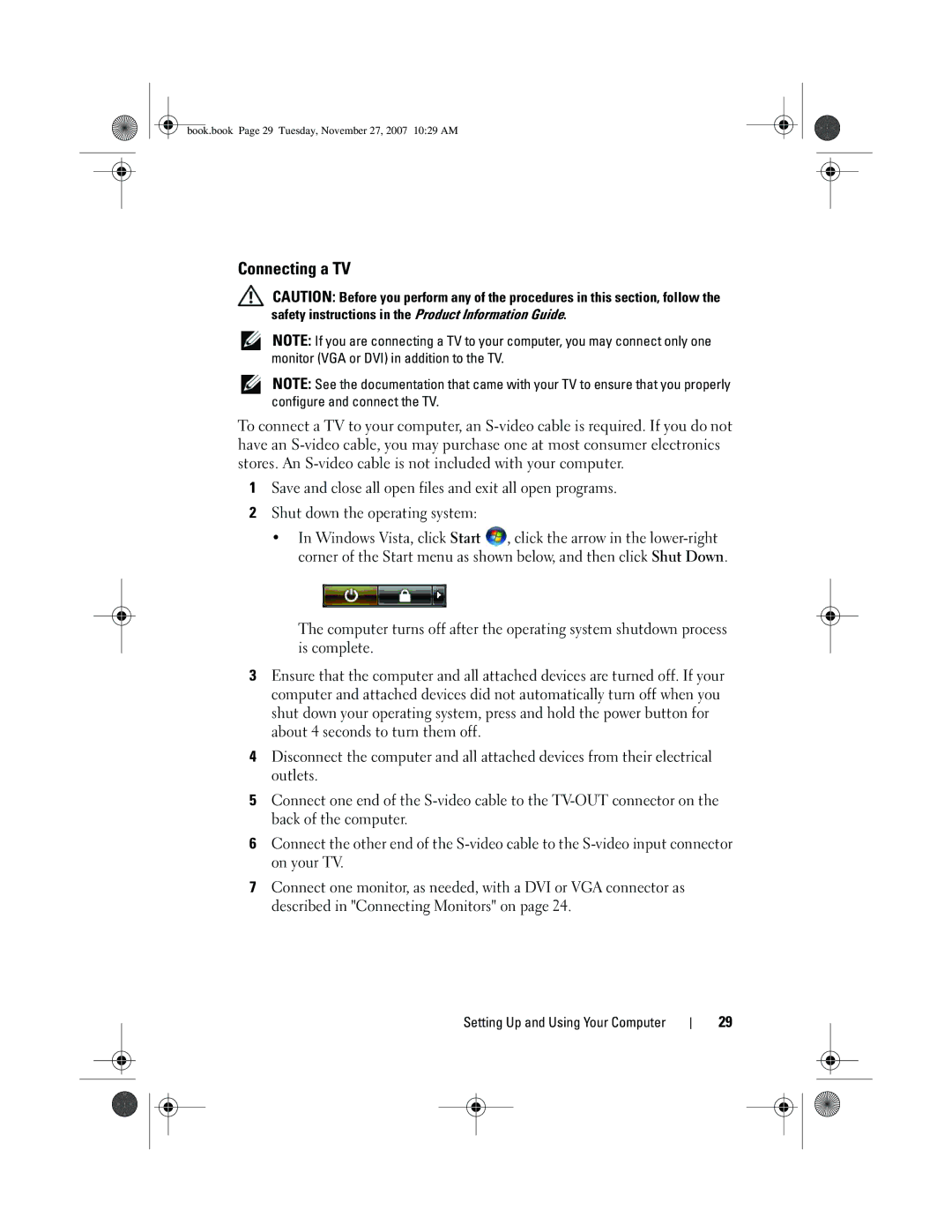 Dell DC01L, GX404 owner manual Connecting a TV 