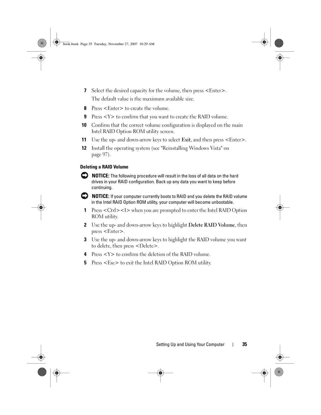 Dell DC01L, GX404 owner manual Book.book Page 35 Tuesday, November 27, 2007 1029 AM 