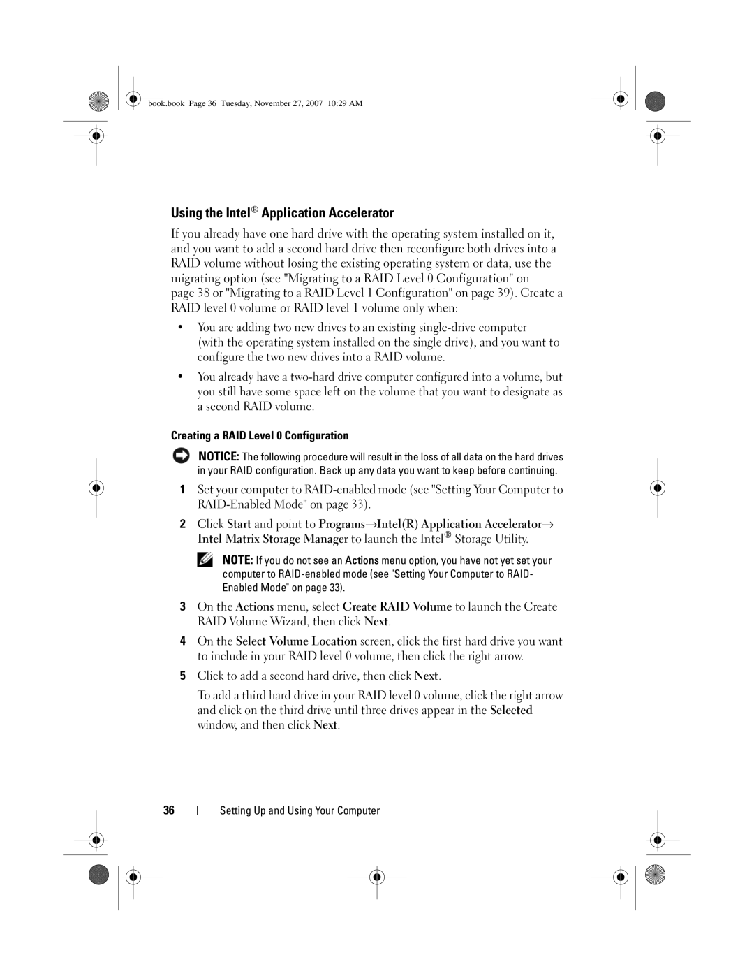 Dell GX404, DC01L owner manual Using the Intel Application Accelerator 