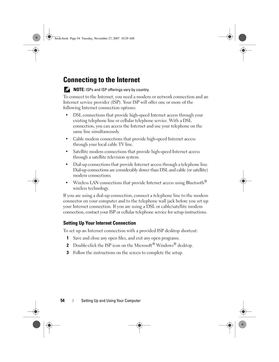 Dell GX404, DC01L owner manual Connecting to the Internet, Setting Up Your Internet Connection 