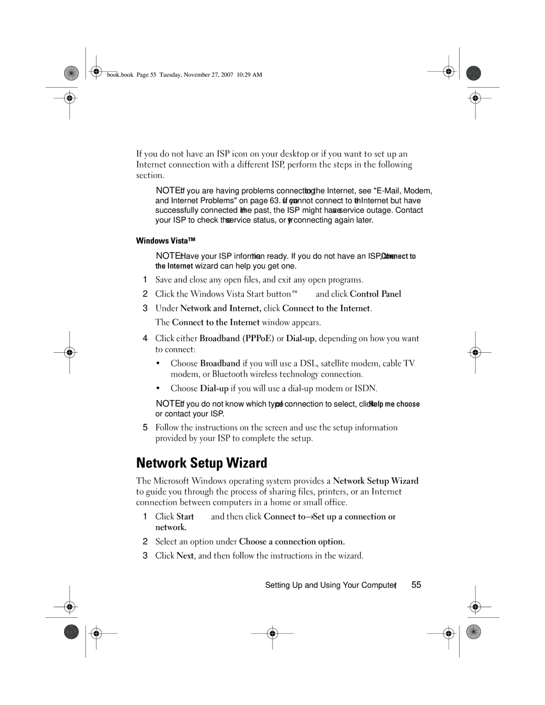 Dell DC01L, GX404 owner manual Network Setup Wizard 