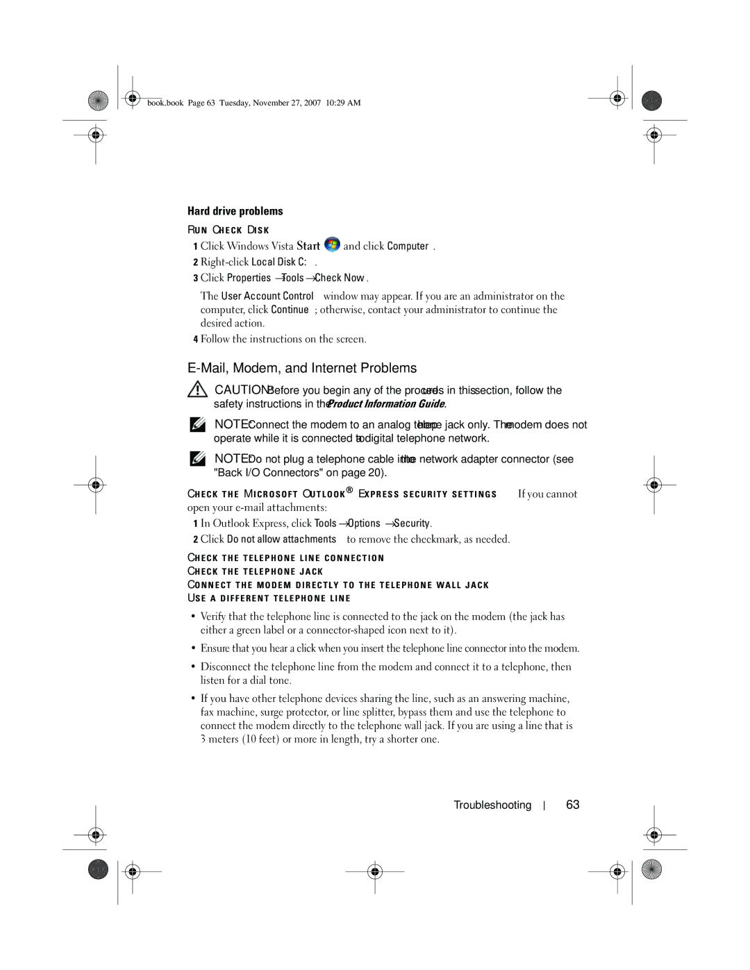 Dell DC01L, GX404 owner manual Mail, Modem, and Internet Problems, Hard drive problems 