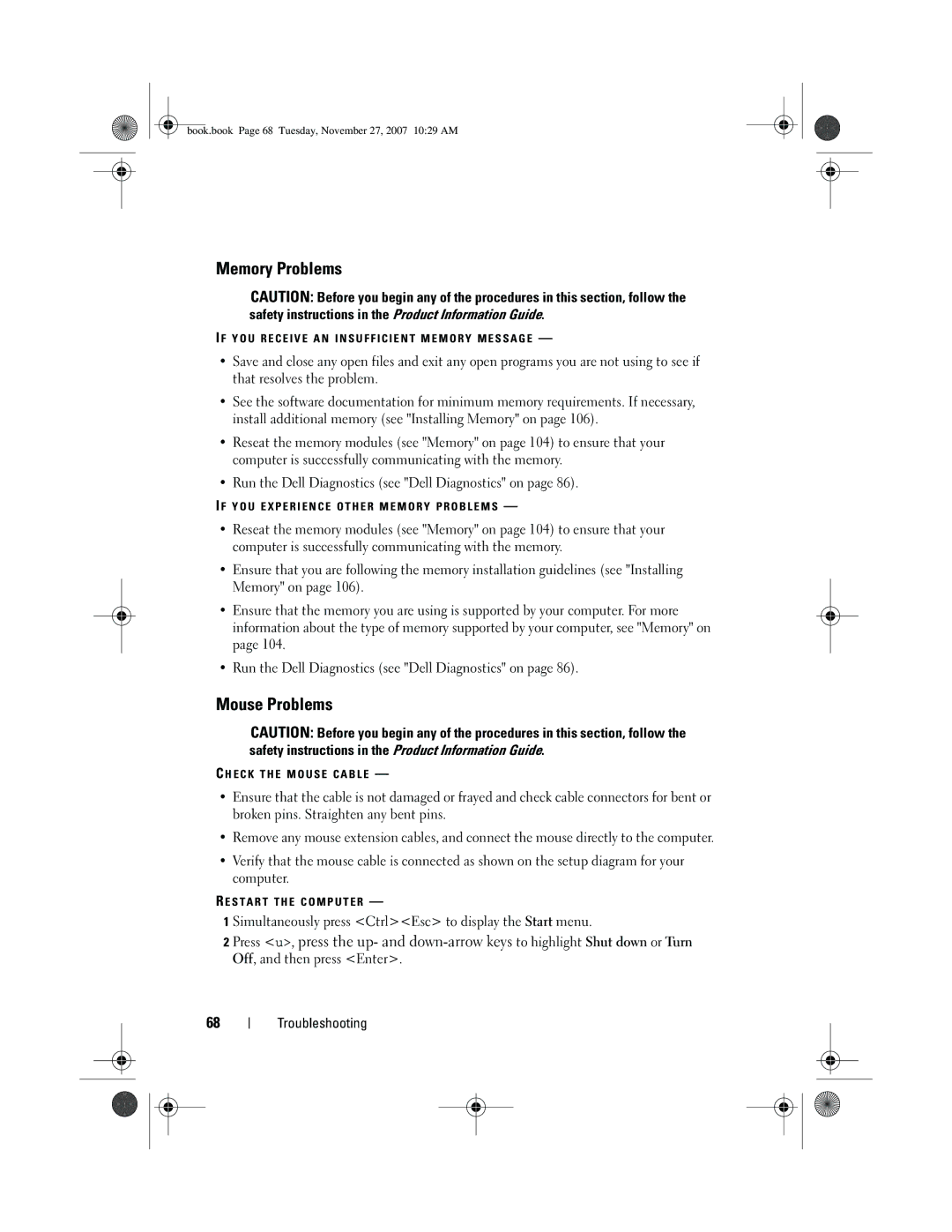 Dell GX404, DC01L owner manual Memory Problems, Mouse Problems 