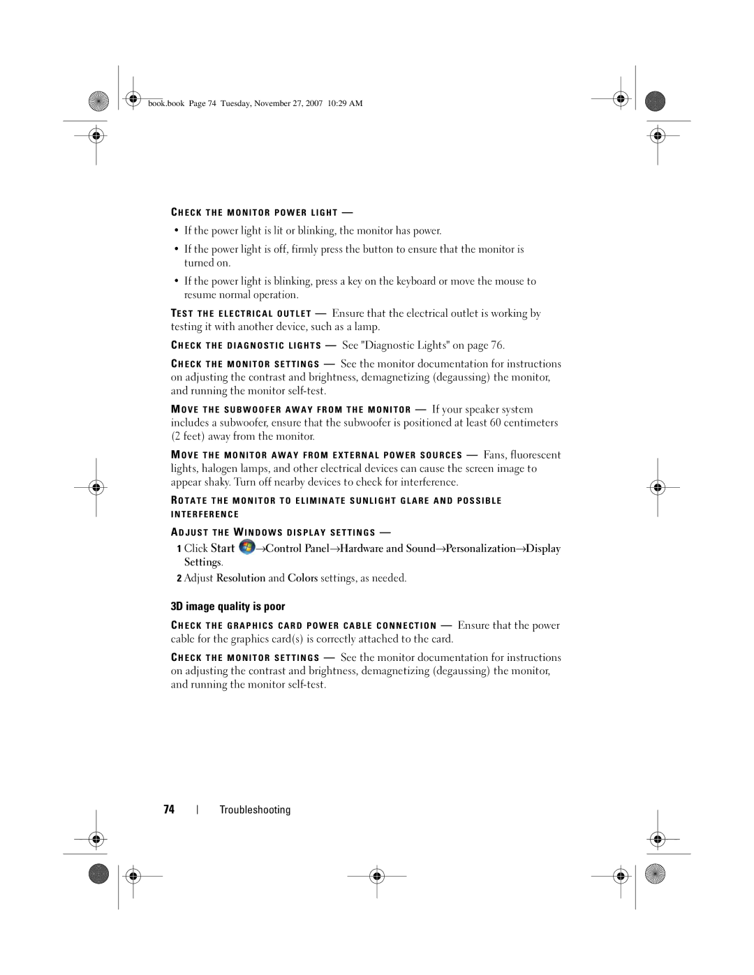 Dell GX404, DC01L owner manual 3D image quality is poor 