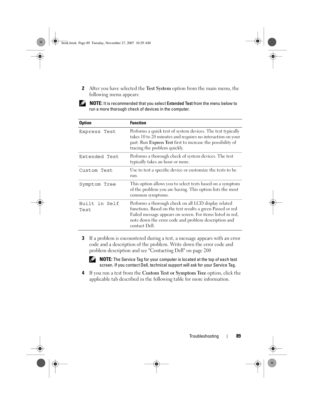 Dell DC01L, GX404 owner manual Extended Test 