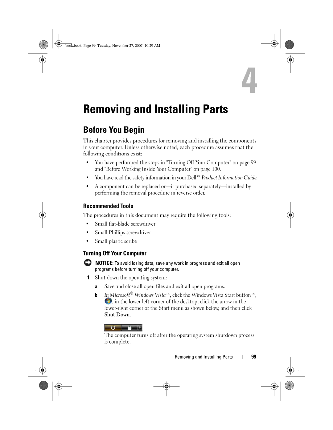 Dell DC01L, GX404 owner manual Before You Begin, Recommended Tools, Turning Off Your Computer, Removing and Installing Parts 