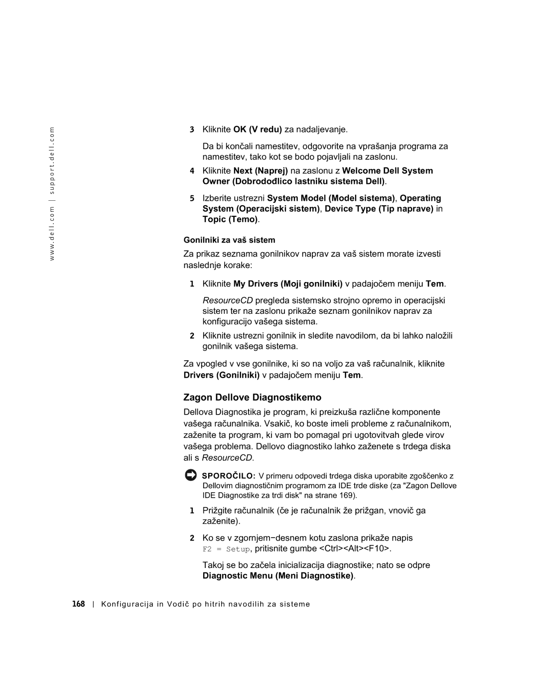 Dell 94CGN, GX50 manual Zagon Dellove Diagnostikemo, 168 