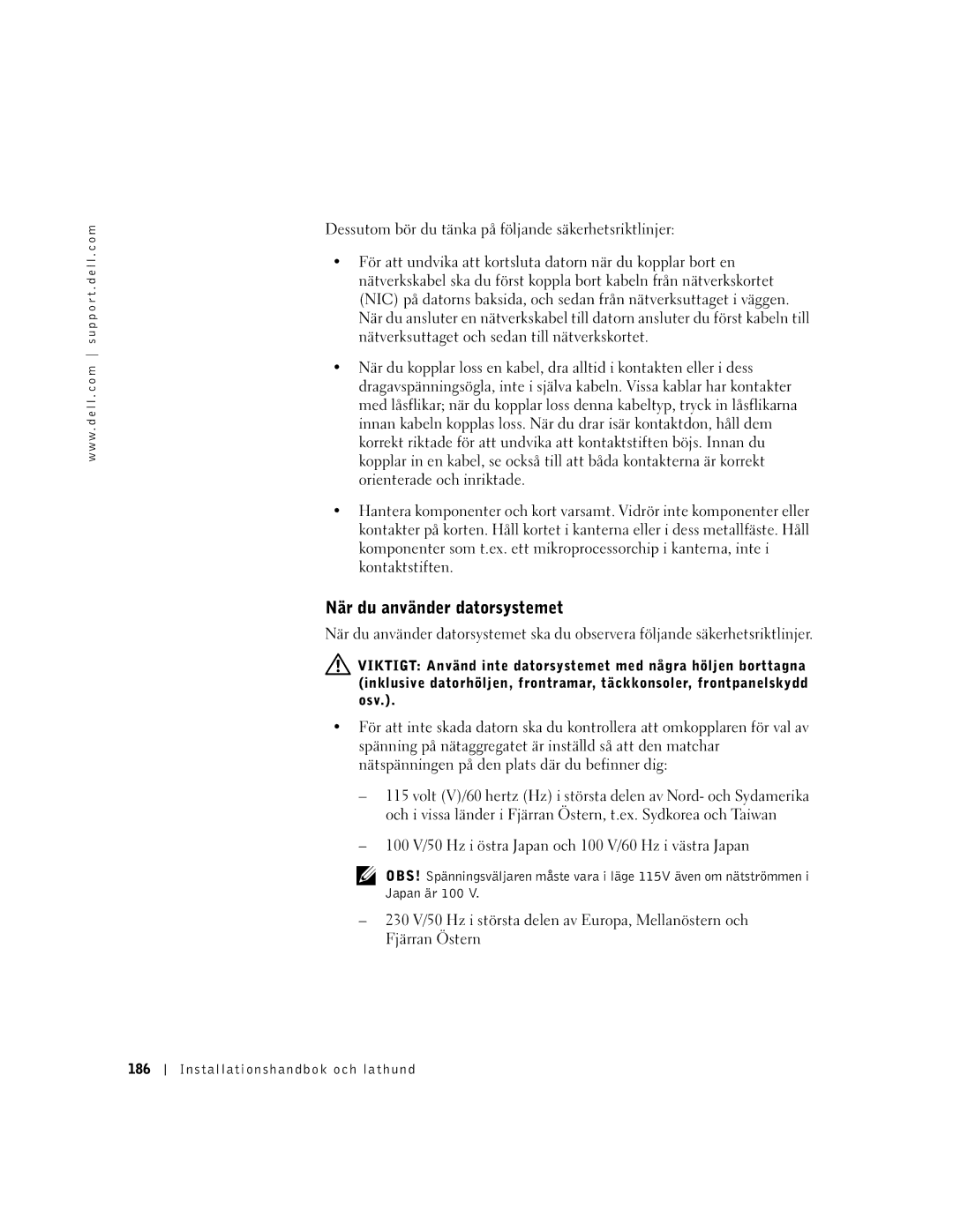 Dell 94CGN, GX50 manual När du använder datorsystemet, Installationshandbok och lathund 