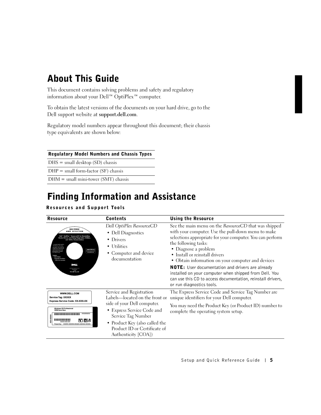 Dell GX50, 94CGN manual About This Guide, Finding Information and Assistance, Regulatory Model Numbers and Chassis Types 