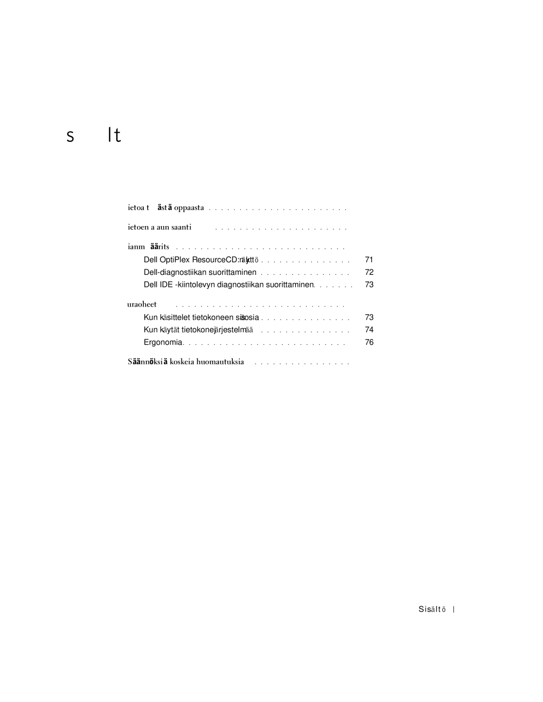 Dell GX50, 94CGN manual Säännöksiä koskevia huomautuksia Sisältö 