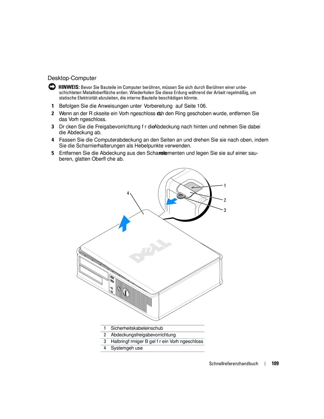 Dell GX520 manual Desktop-Computer, 109 