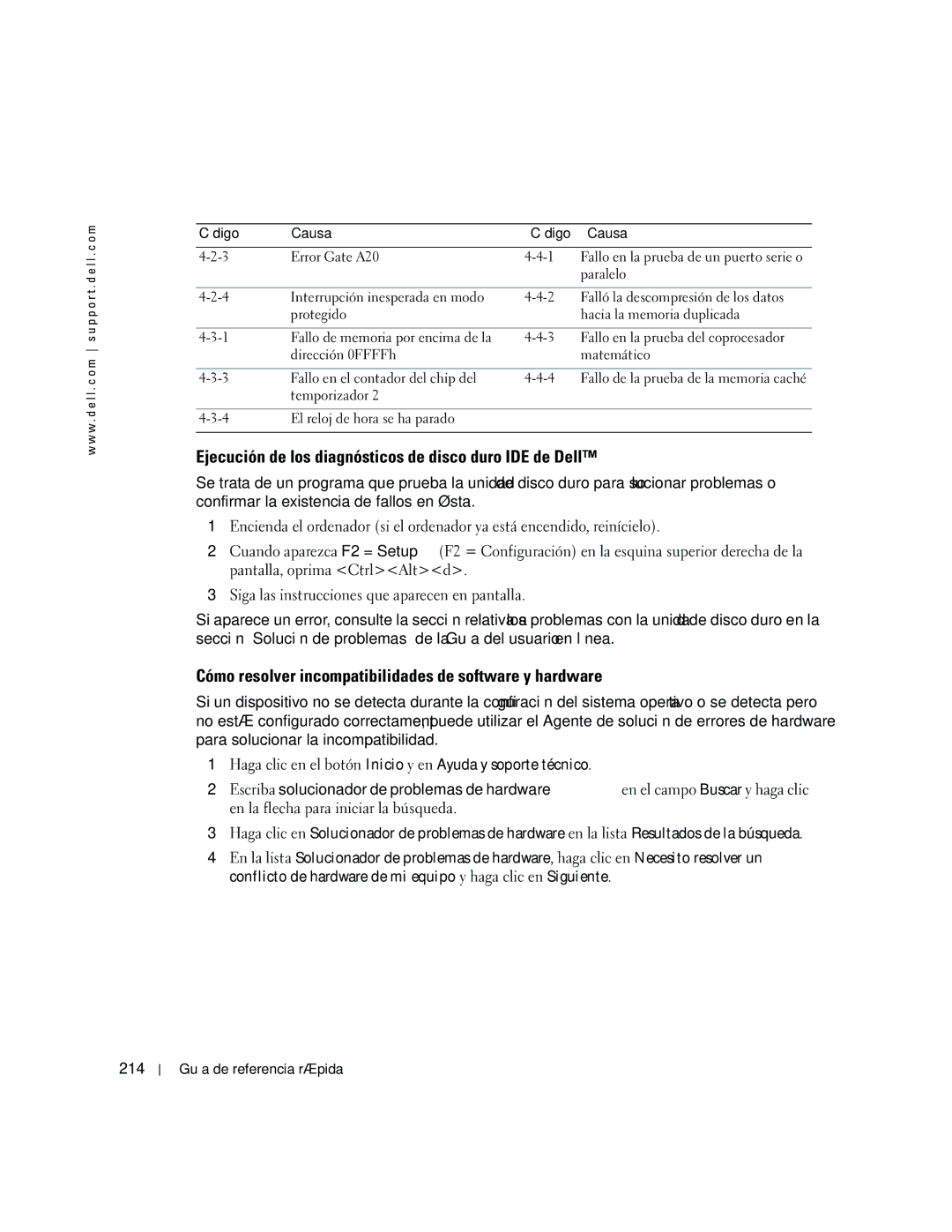 Dell GX520 manual Ejecución de los diagnósticos de disco duro IDE de Dell 