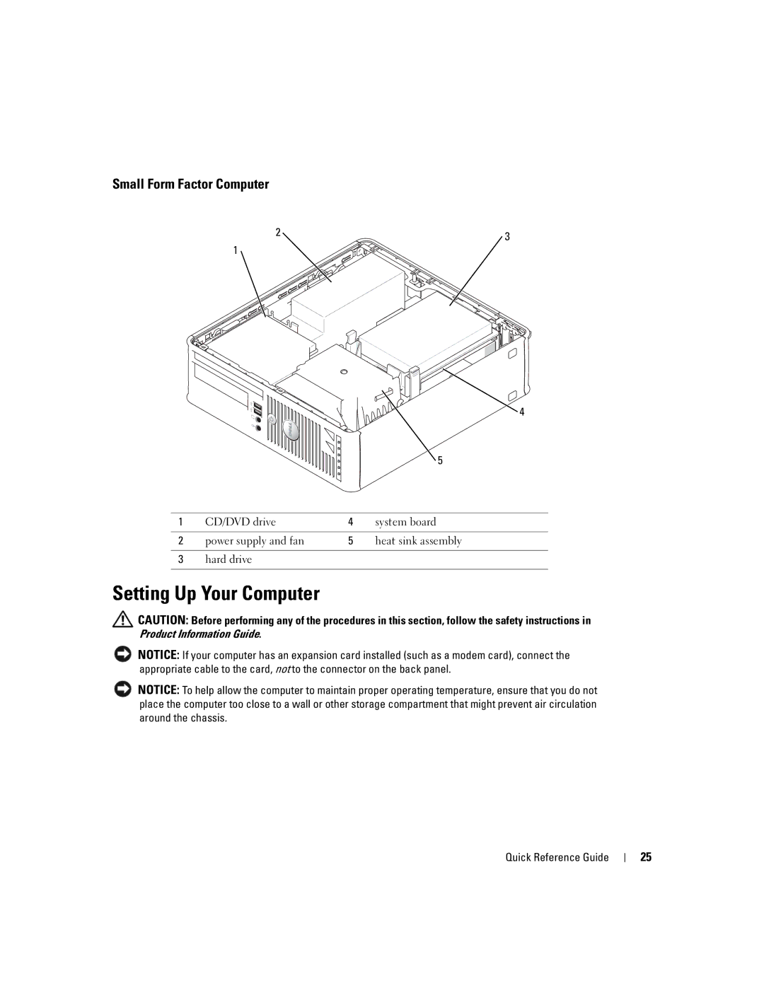 Dell GX520 manual Setting Up Your Computer, Small Form Factor Computer 