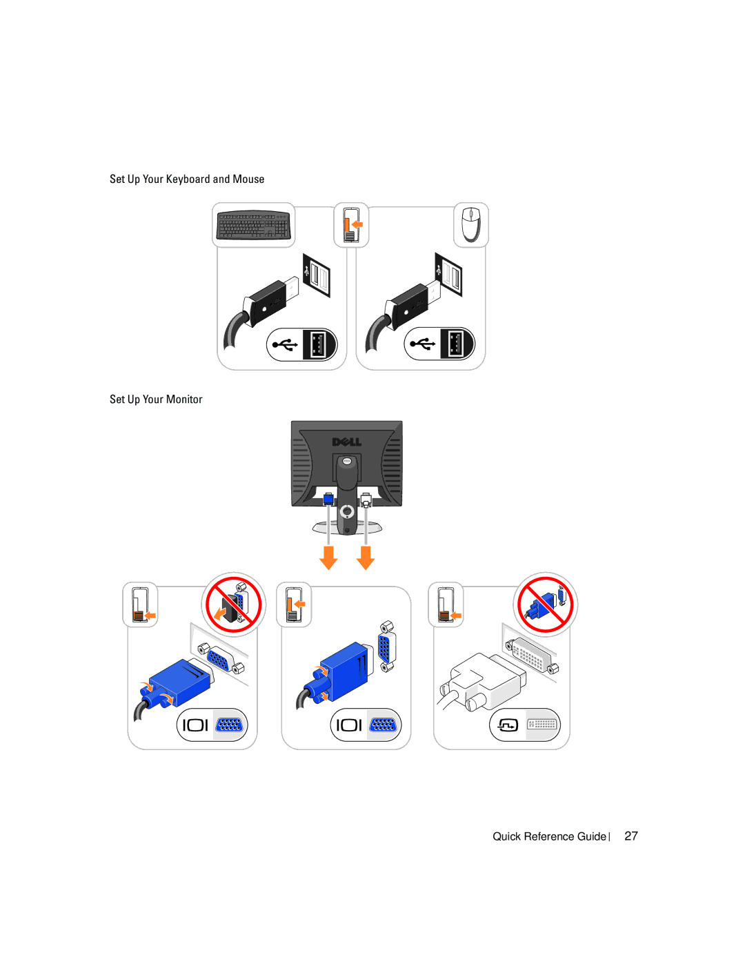 Dell GX520 manual Set Up Your Keyboard and Mouse Set Up Your Monitor 