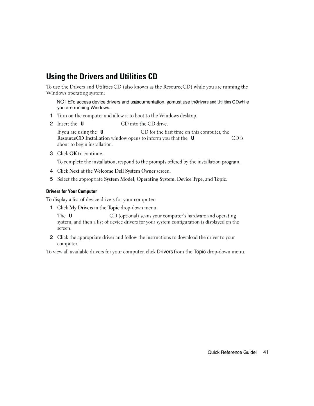 Dell GX520 manual Using the Drivers and Utilities CD 