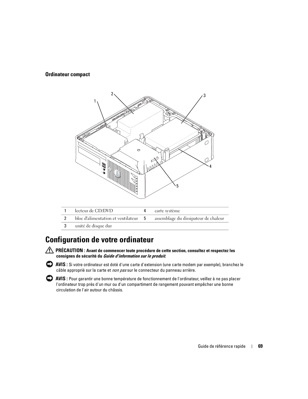 Dell GX520 manual Configuration de votre ordinateur, Ordinateur compact 