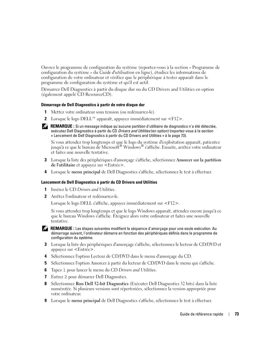 Dell GX520 manual Démarrage de Dell Diagnostics à partir de votre disque dur 