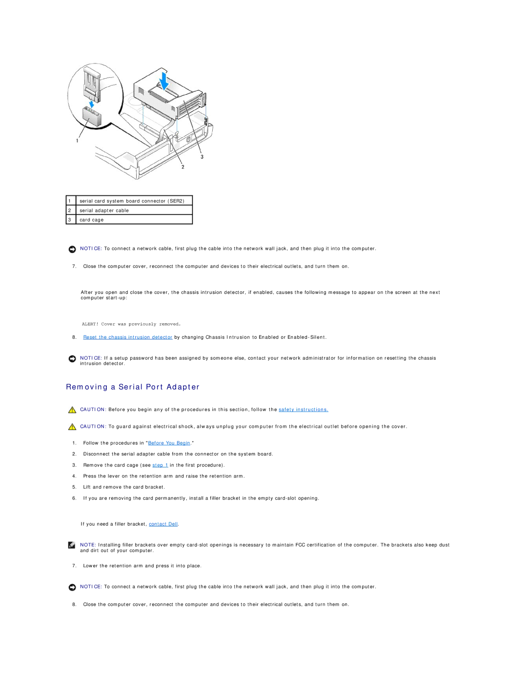 Dell GX60 manual Removing a Serial Port Adapter 