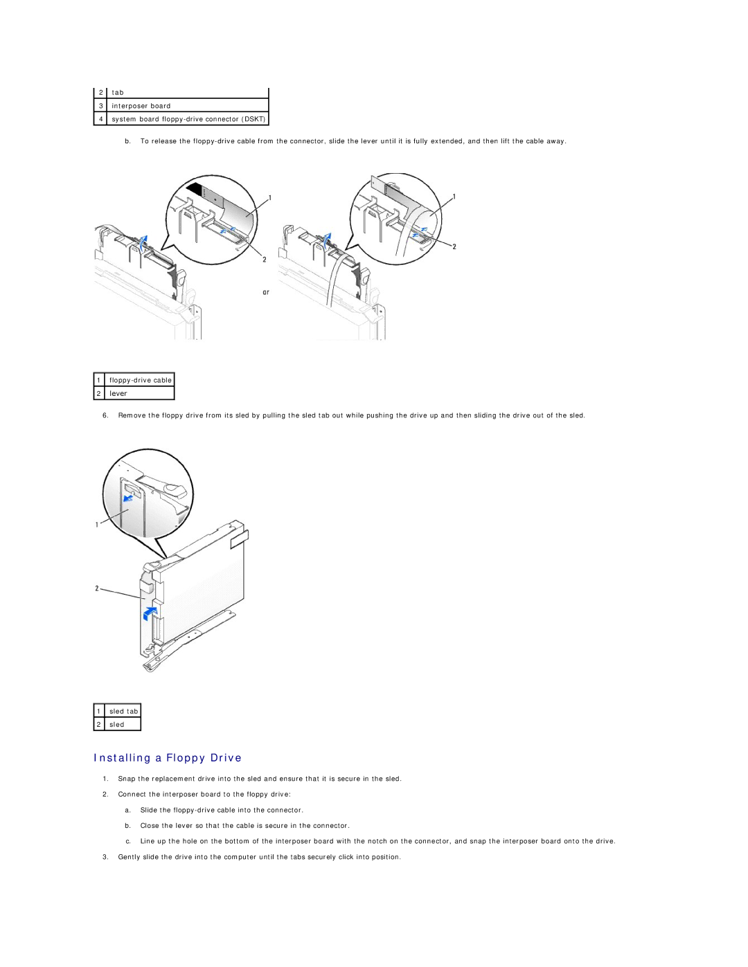 Dell GX60 manual Installing a Floppy Drive 