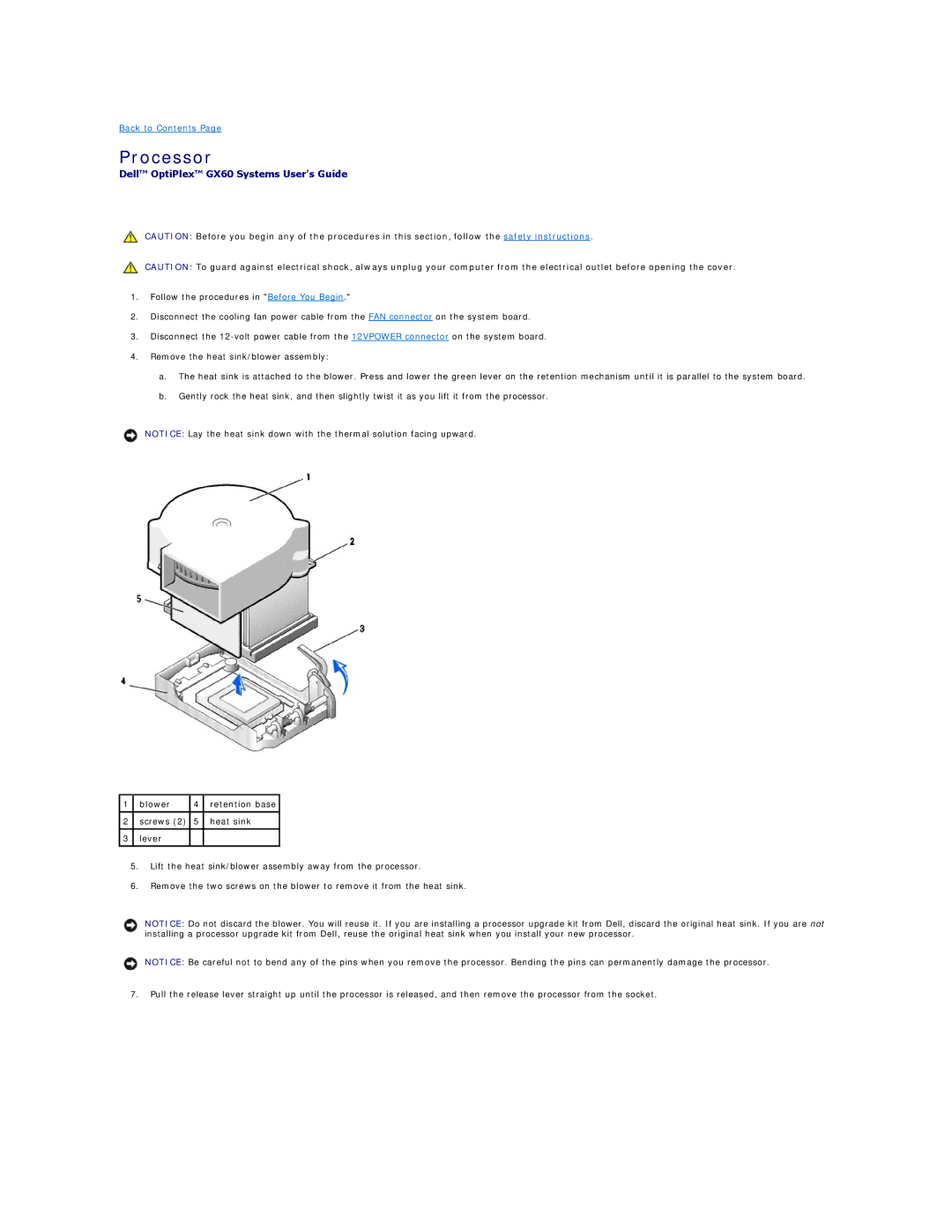 Dell GX60 manual Processor 