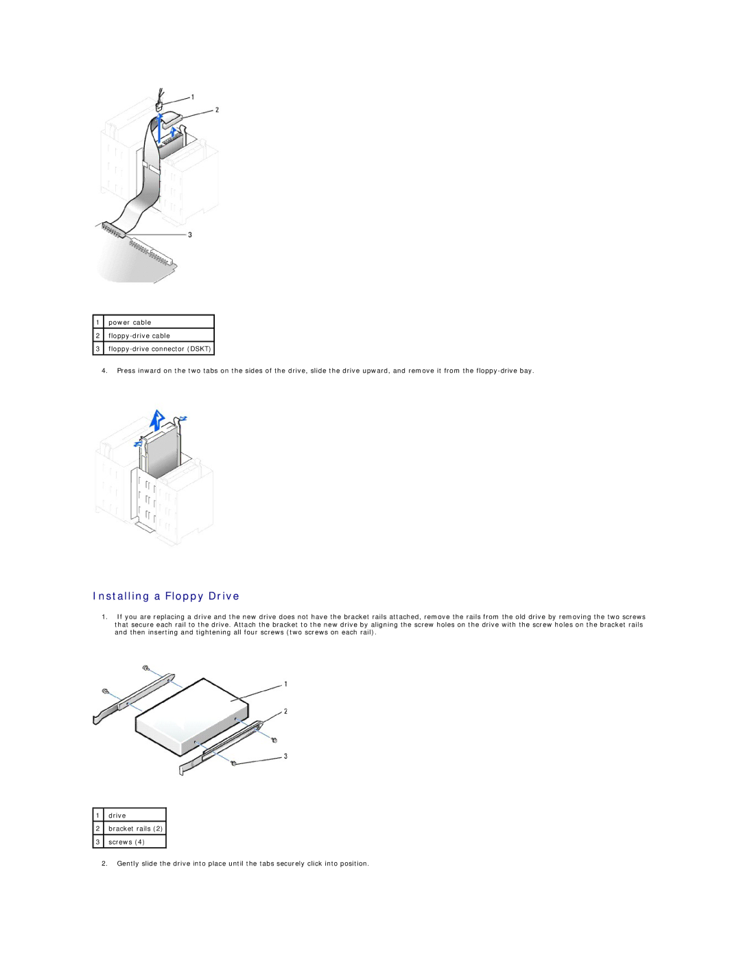 Dell GX60 manual Installing a Floppy Drive 