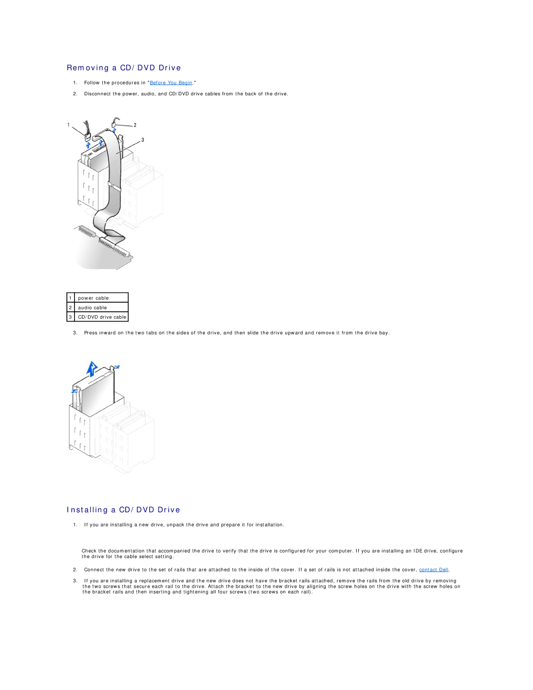 Dell GX60 manual Removing a CD/DVD Drive 