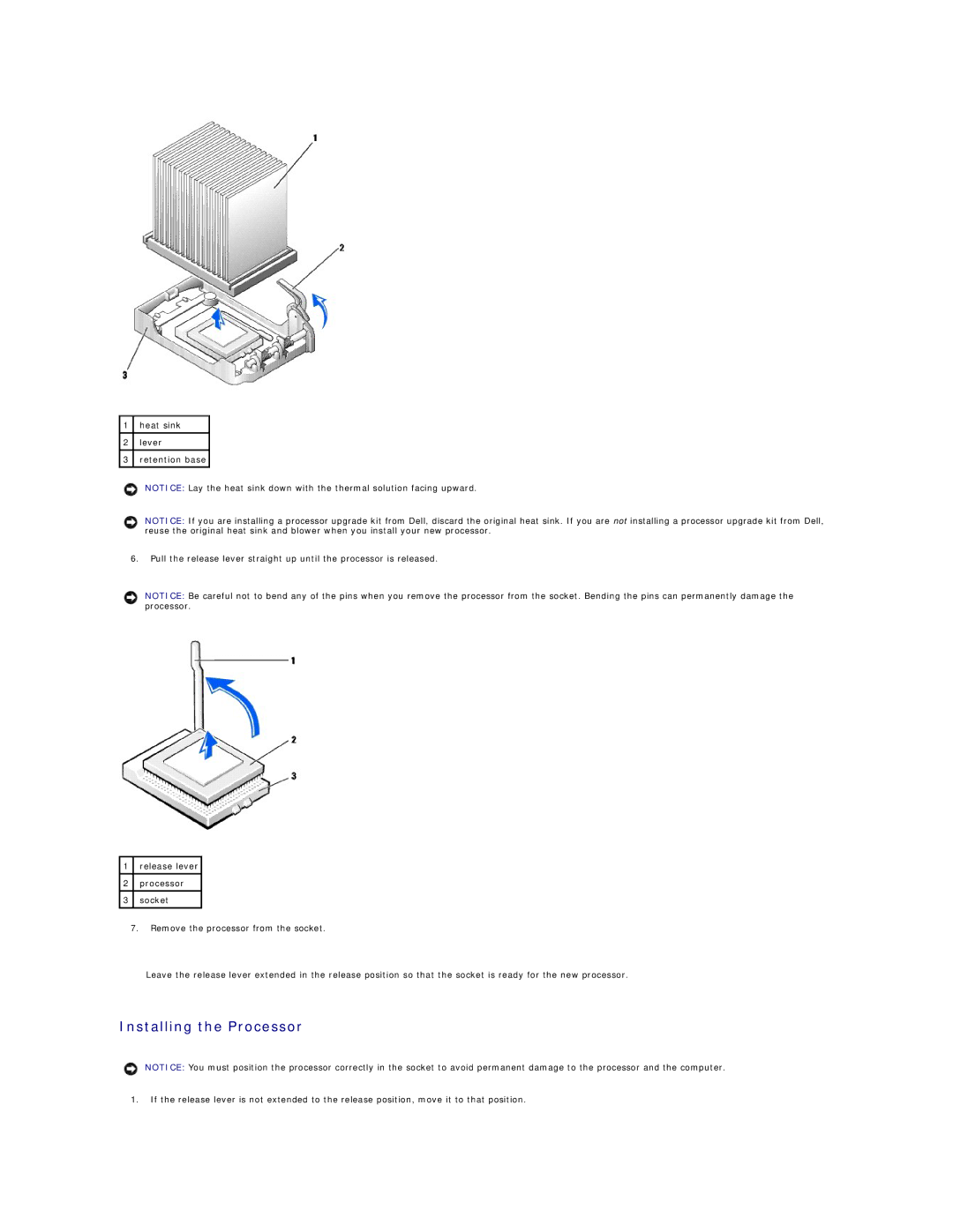 Dell GX60 manual Installing the Processor 