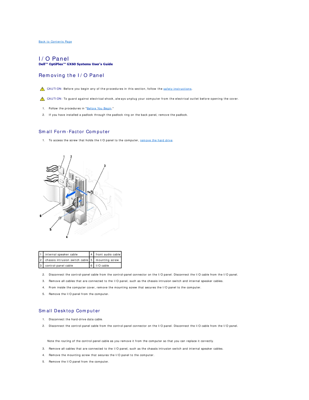 Dell GX60 manual Removing the I/O Panel 