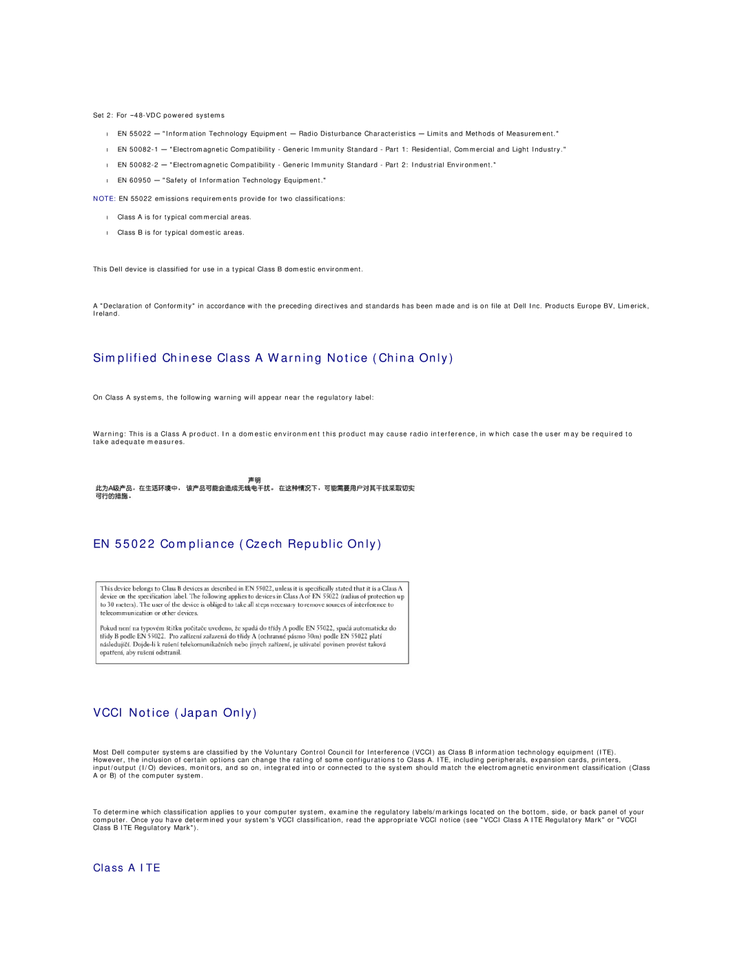 Dell GX60 manual Simplified Chinese Class a Warning Notice China Only, Class a ITE 