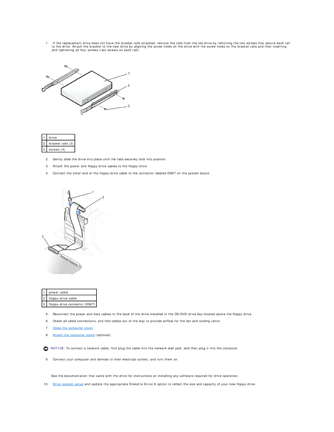 Dell GX60 manual Close the computer cover Attach the computer stand optional 