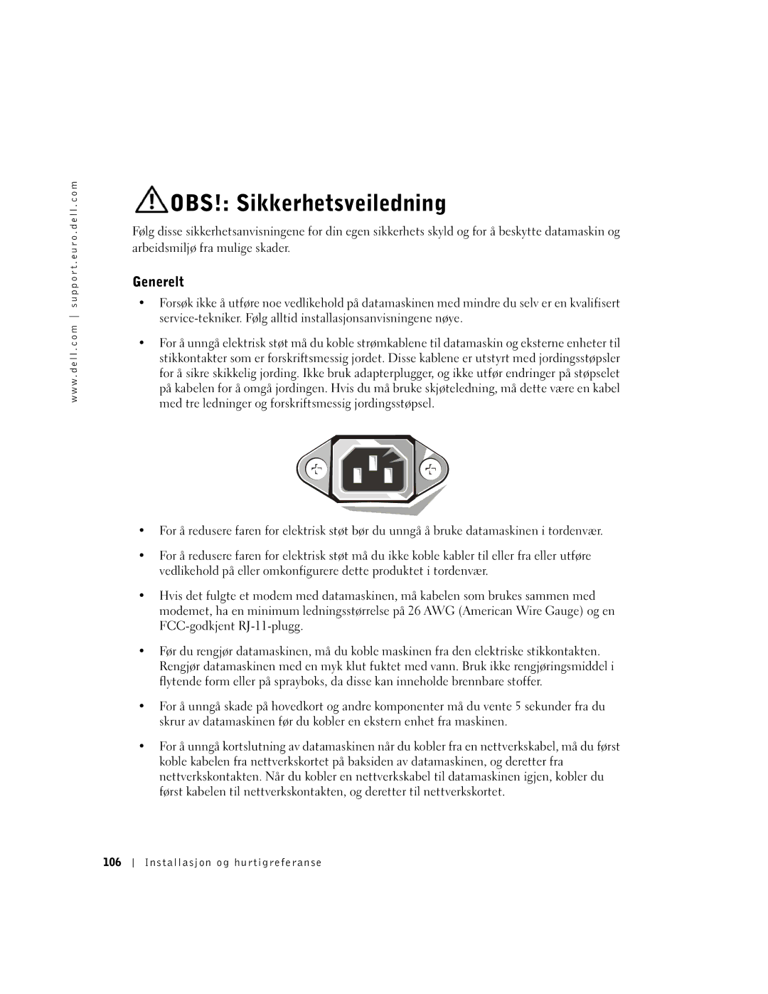 Dell GX60 manual OBS! Sikkerhetsveiledning, Installasjon og hurtigreferanse 