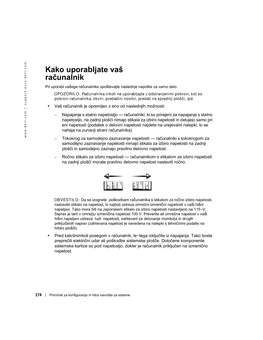 Dell GX60 manual Kako uporabljate vaš računalnik, 174 