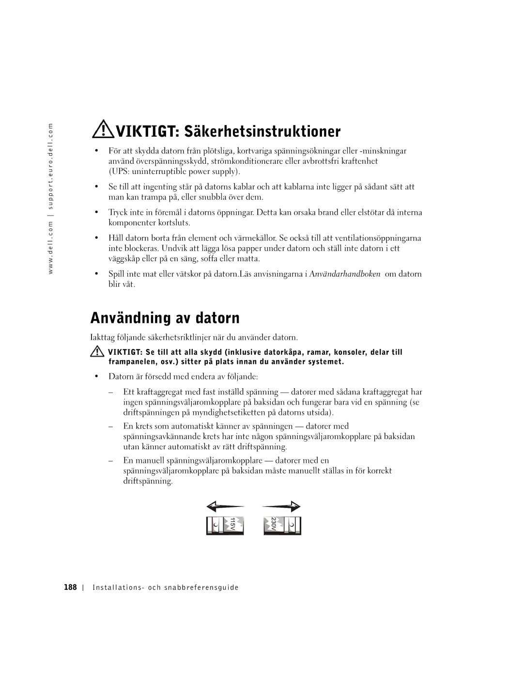 Dell GX60 manual Användning av datorn, Installations- och snabbreferensguide 