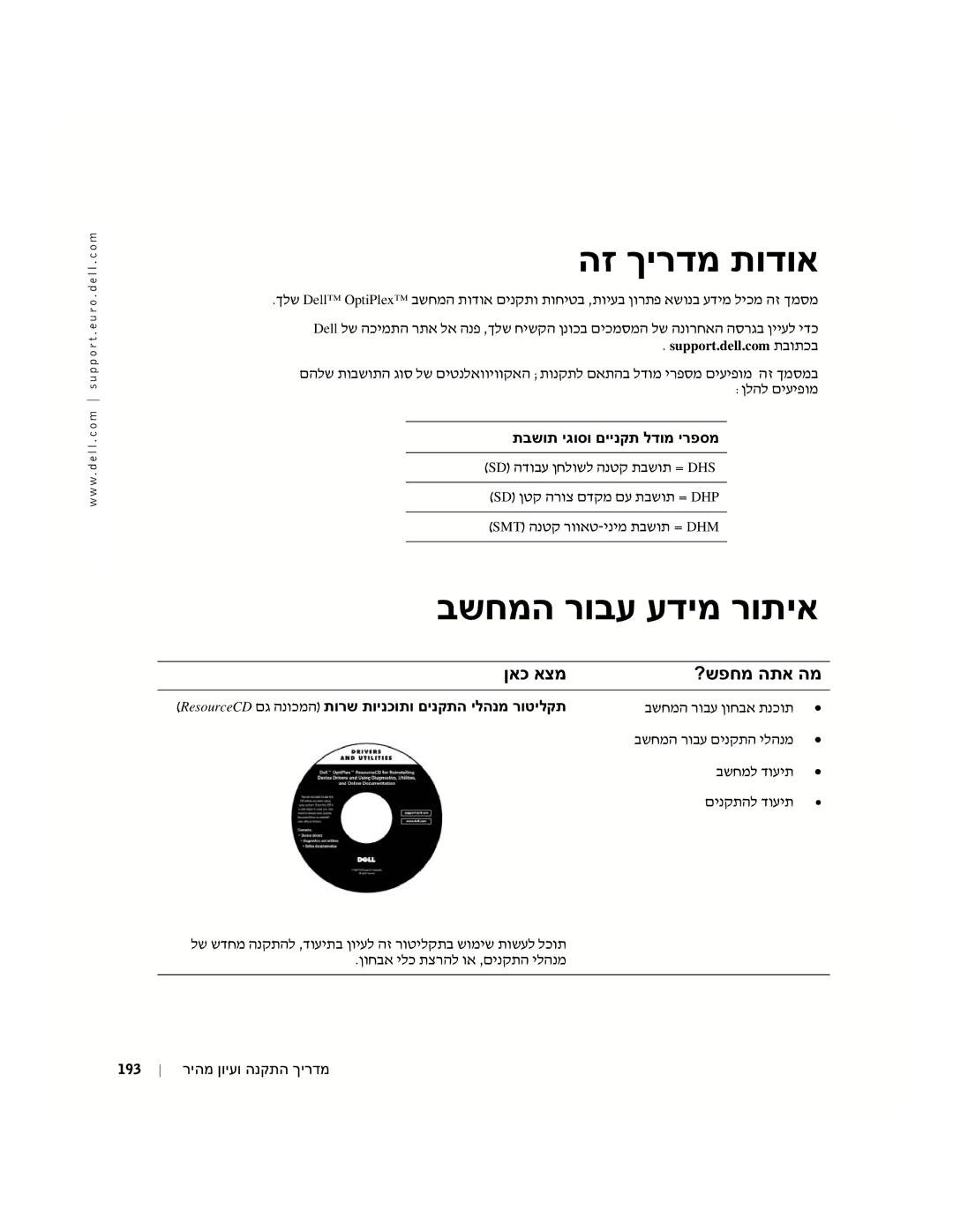 Dell GX60 manual הז ךירדמ תודוא, בשחמה רובע עדימ רותיא, תויעב 