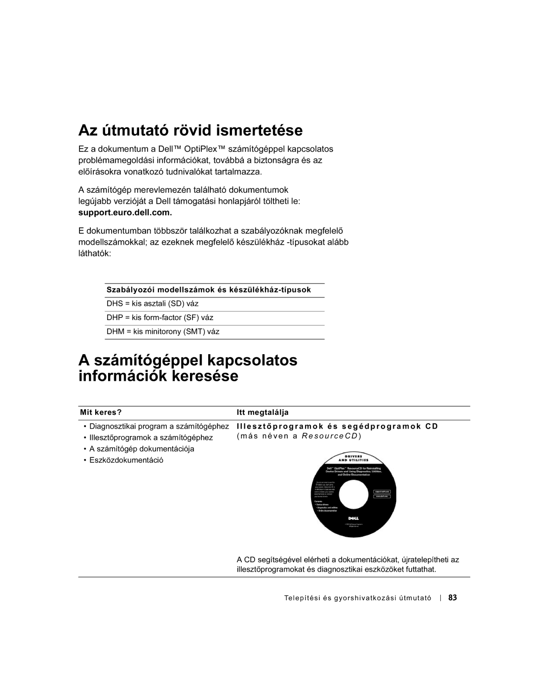 Dell GX60 manual Az útmutató rövid ismertetése, Számítógéppel kapcsolatos információk keresése 