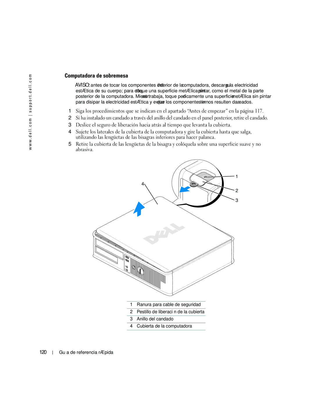 Dell GX620 manual Computadora de sobremesa, 120 