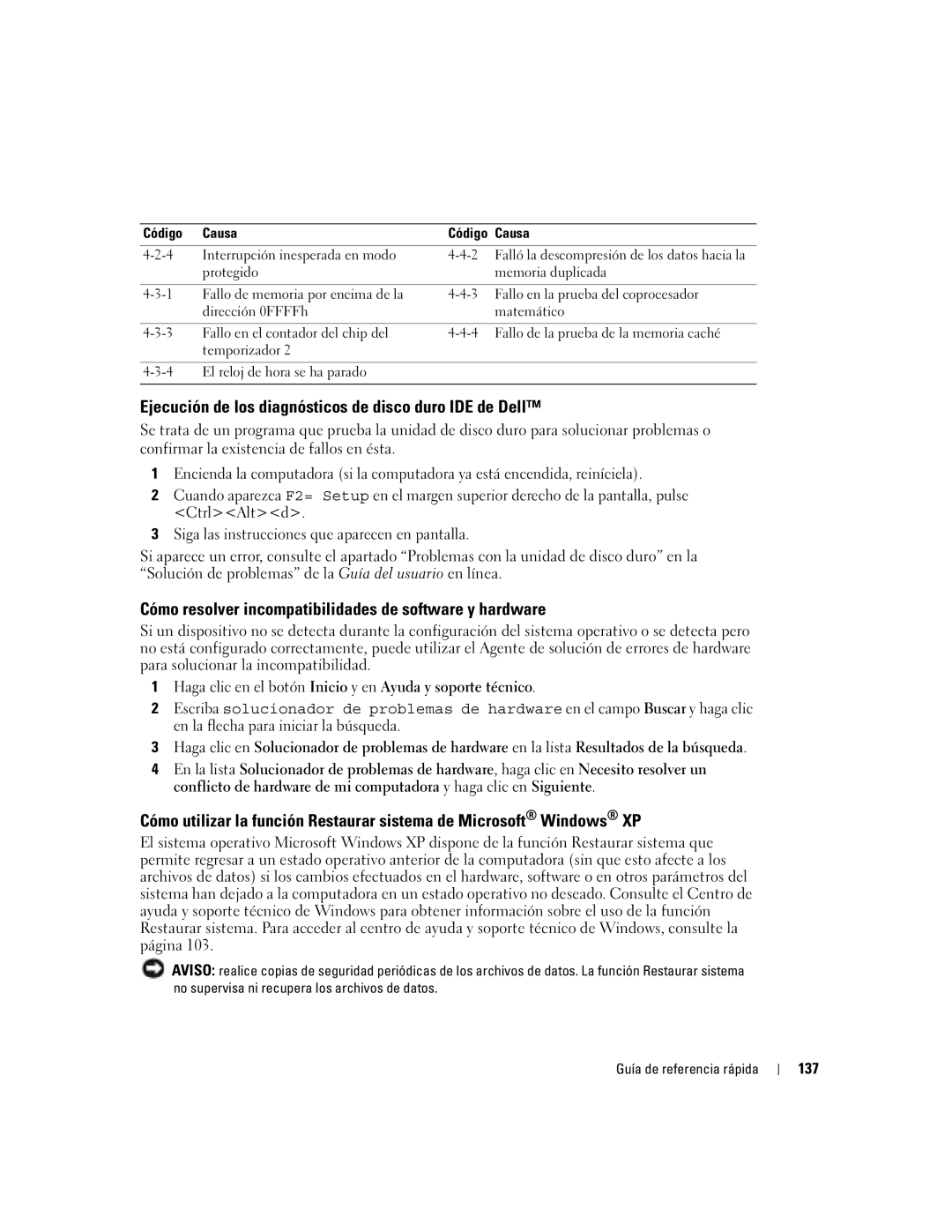 Dell GX620 manual Ejecución de los diagnósticos de disco duro IDE de Dell, 137 