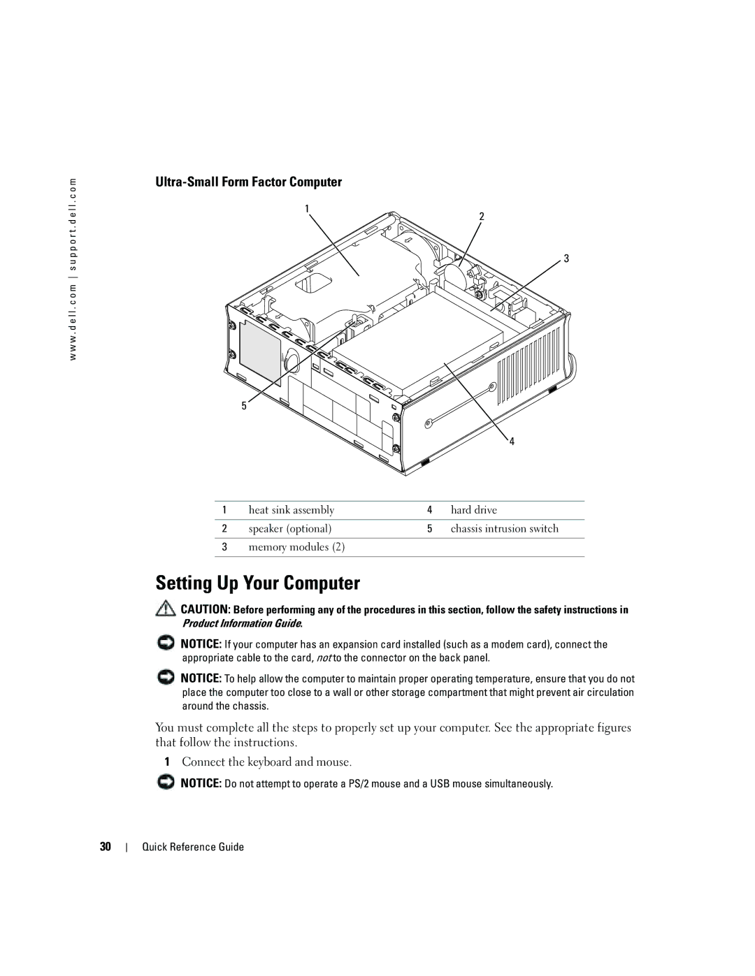 Dell GX620 manual Setting Up Your Computer, Ultra-Small Form Factor Computer 