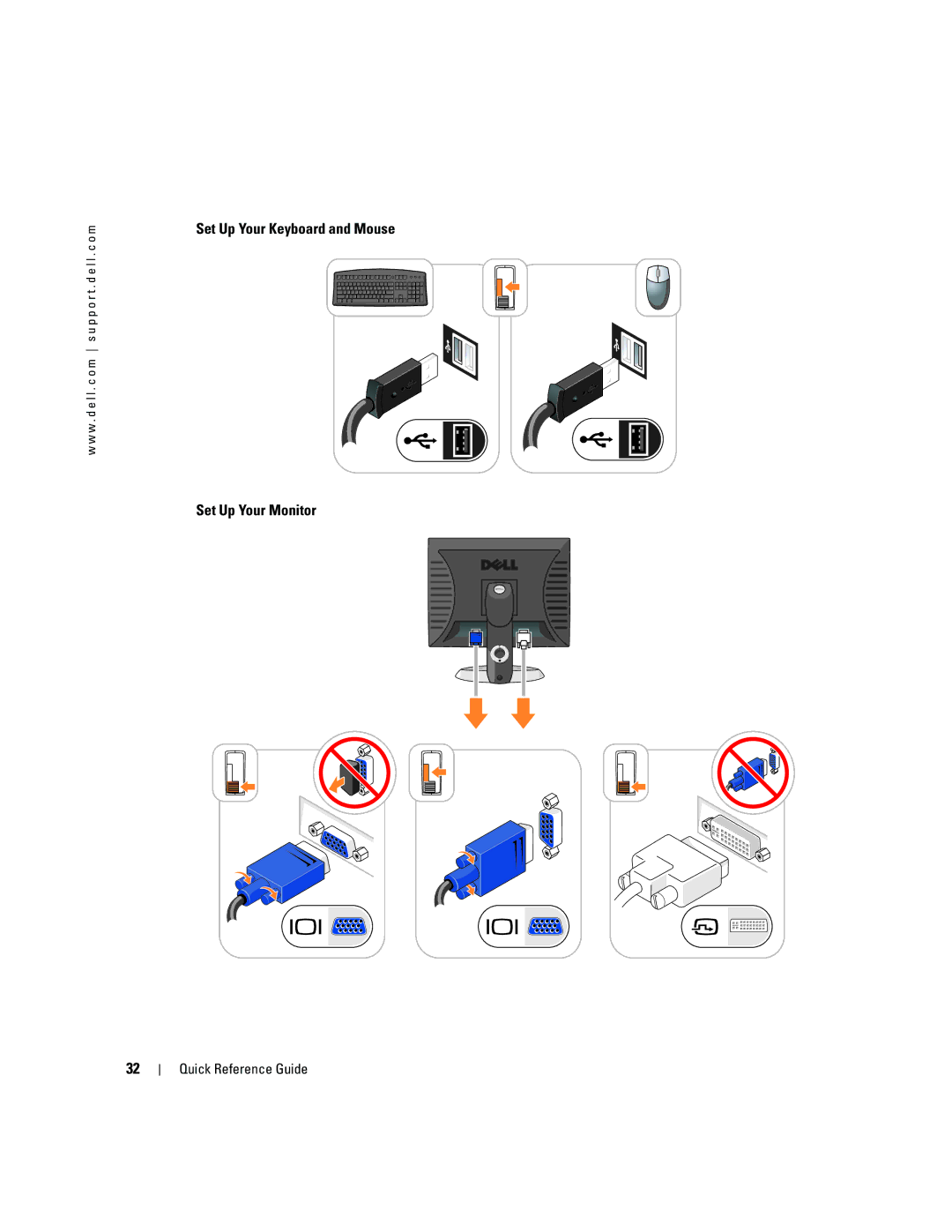 Dell GX620 manual Set Up Your Keyboard and Mouse Set Up Your Monitor 