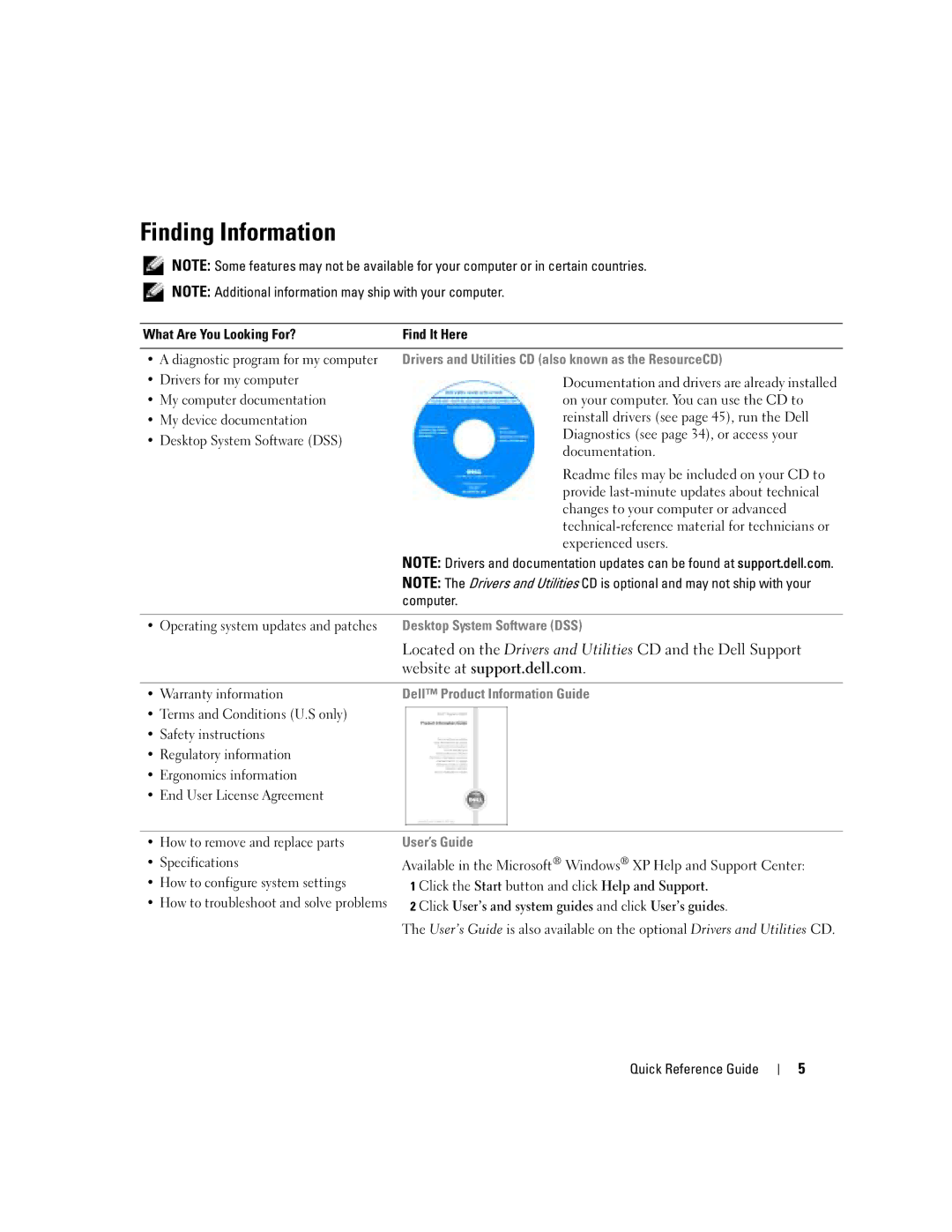 Dell GX620 manual Finding Information 