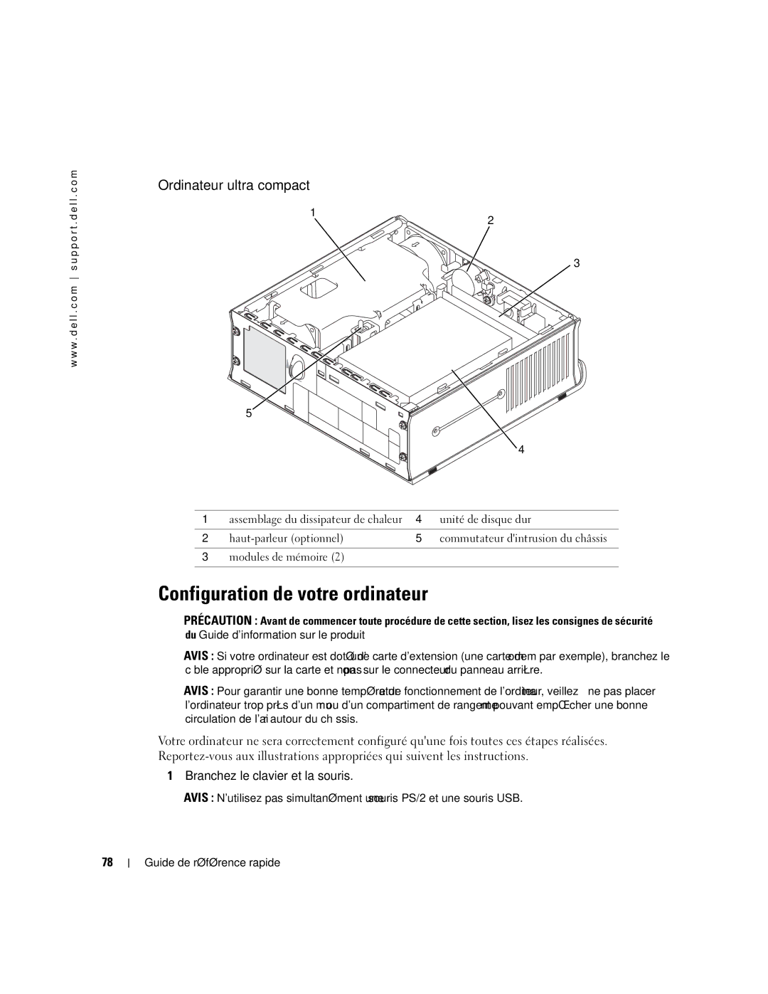 Dell GX620 manual Configuration de votre ordinateur, Branchez le clavier et la souris 