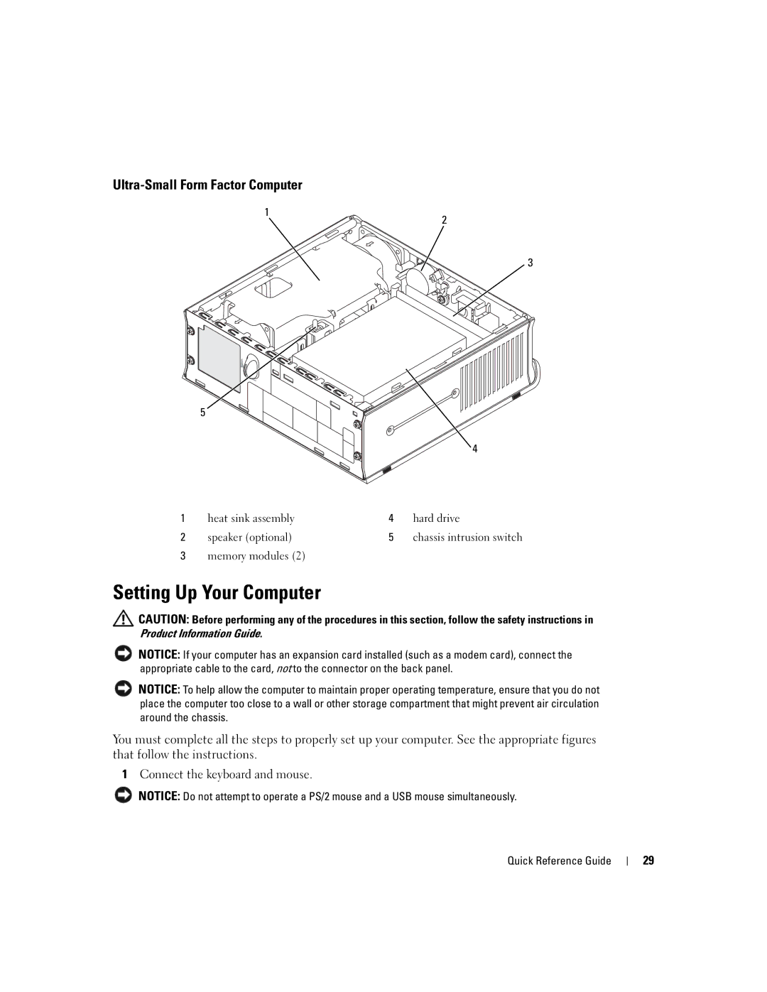 Dell GX620 manual Setting Up Your Computer, Connect the keyboard and mouse 